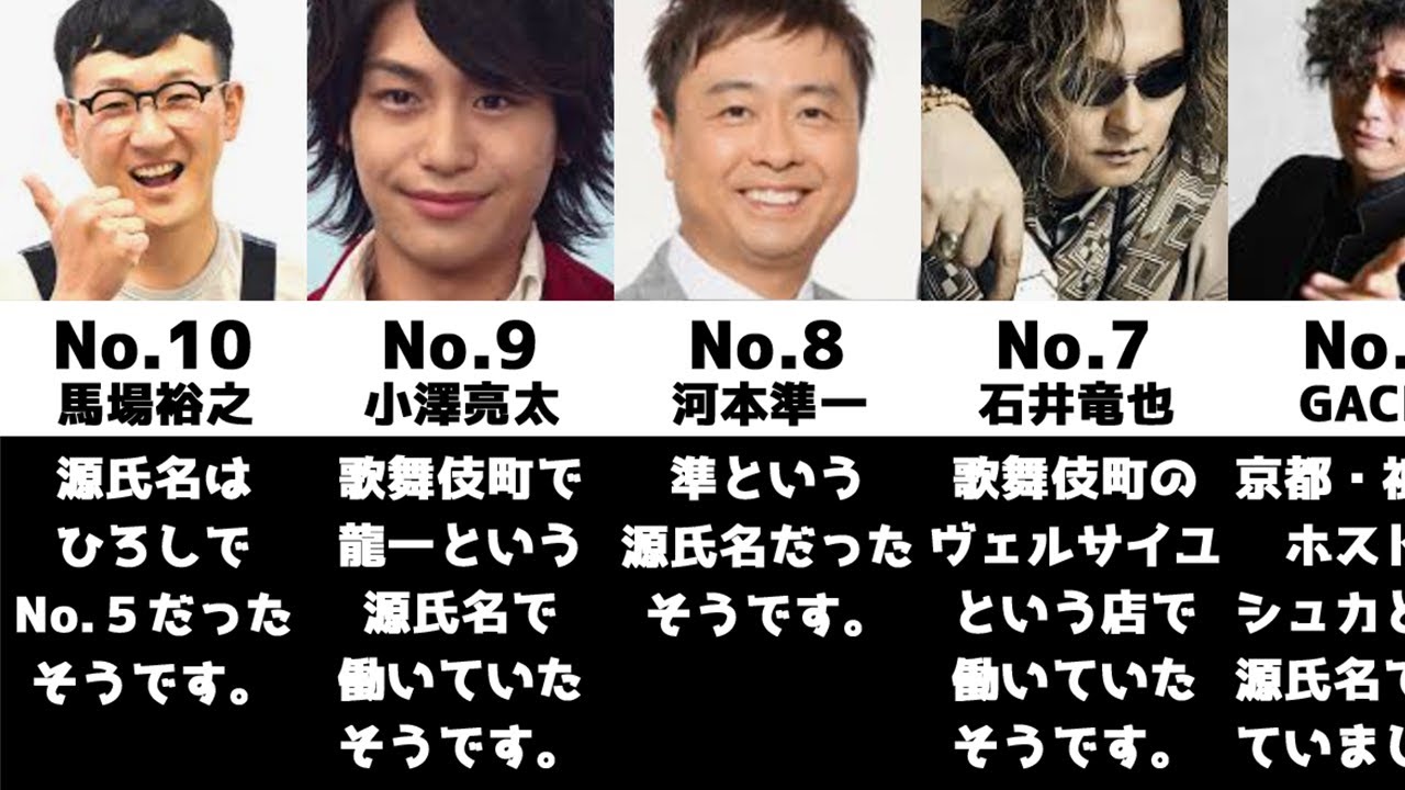 元ホストだった芸能人【ランキング】【比較】